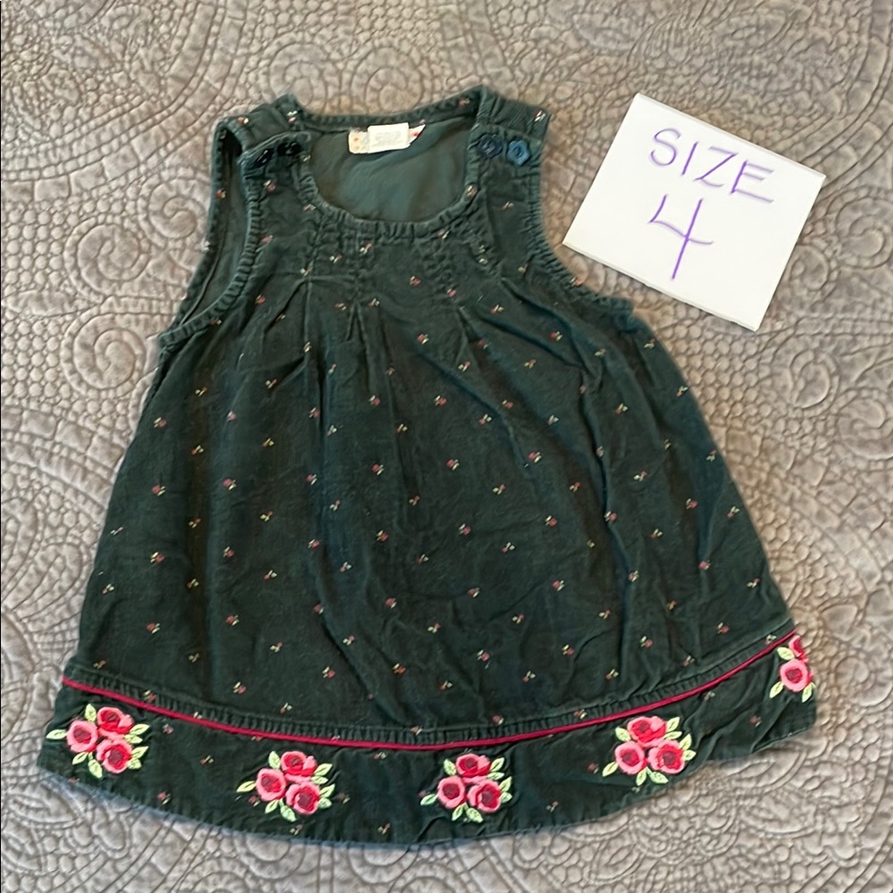 Vintage Samara Green Floral Corduroy Dress